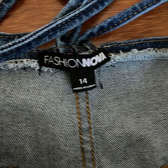 FASHION NOVA TIE EM UP BOYFRIEND JEANS MEDIUM WASH NWT SZ 14 - Picture 9 of 13